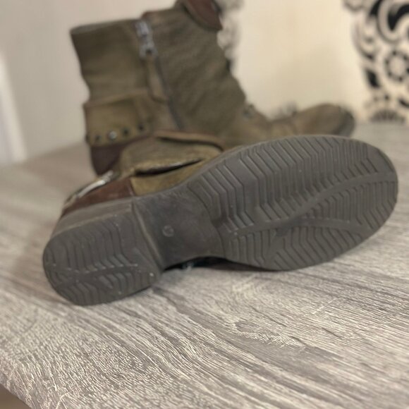 Miz Mooz Slouchy Studded Buckle Suede Ankle Boots - Picture 5 of 5